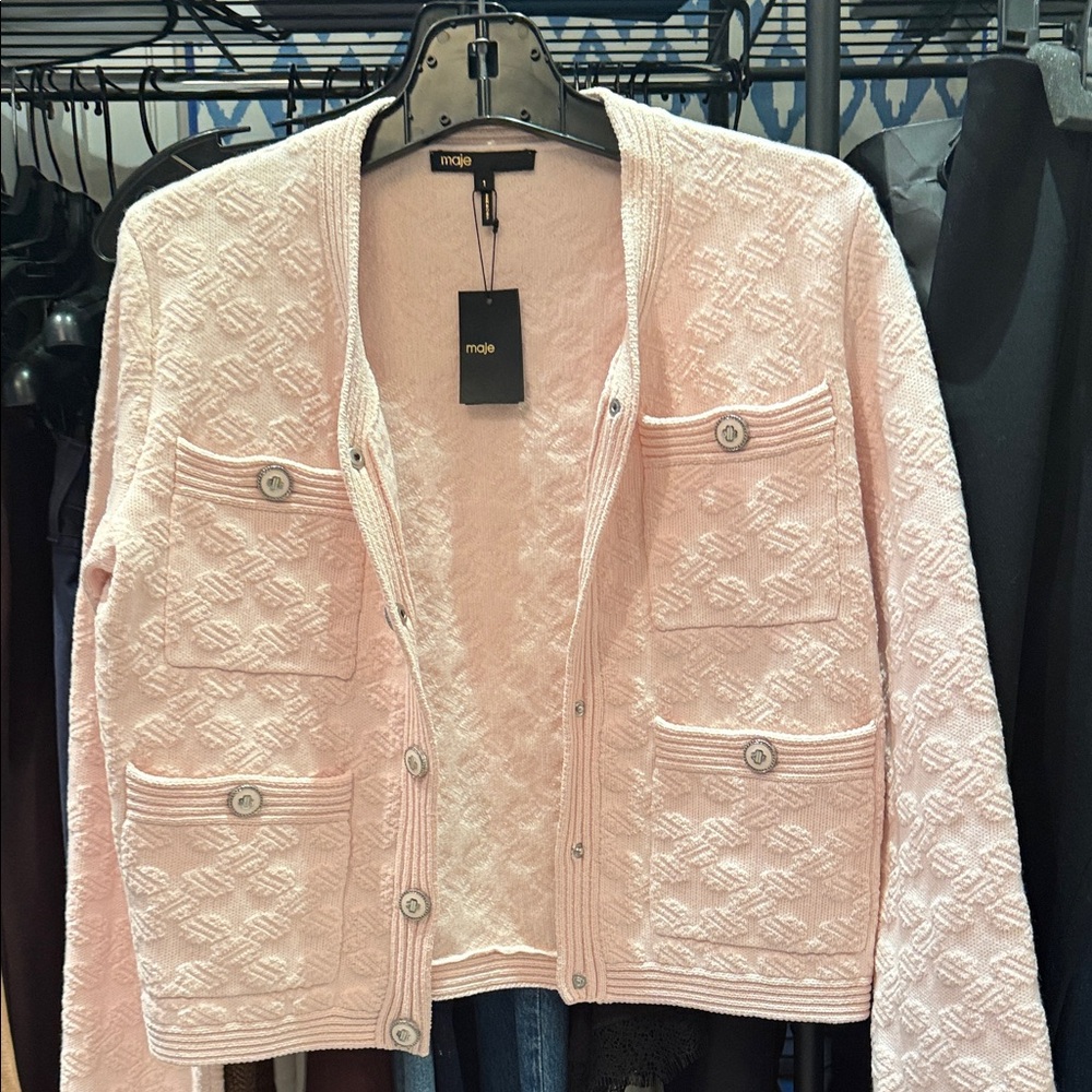 Maje Light Pink Textured Blazer